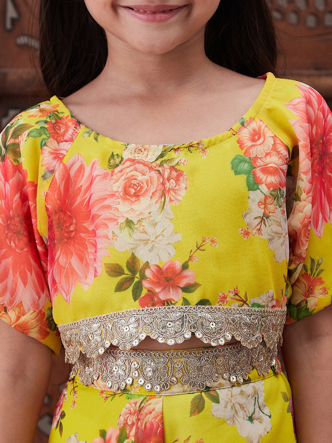 pspeaches Girls Floral Printed Top With Palazzos