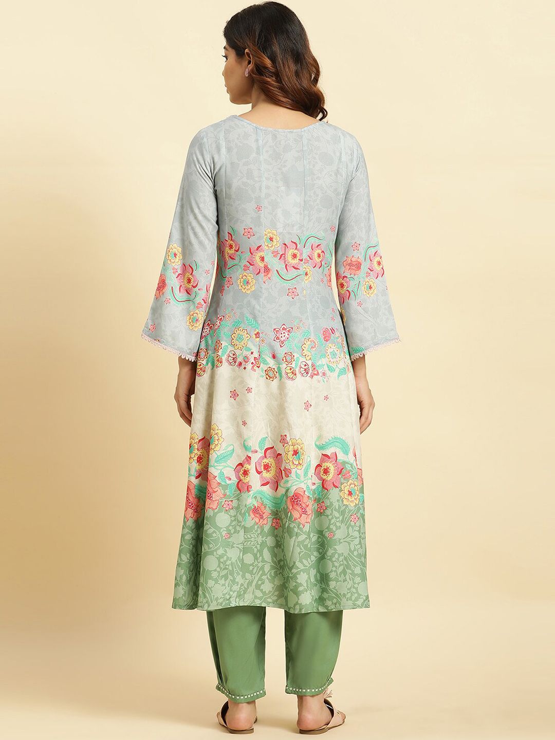 W Floral Printed Anarkali Kurta