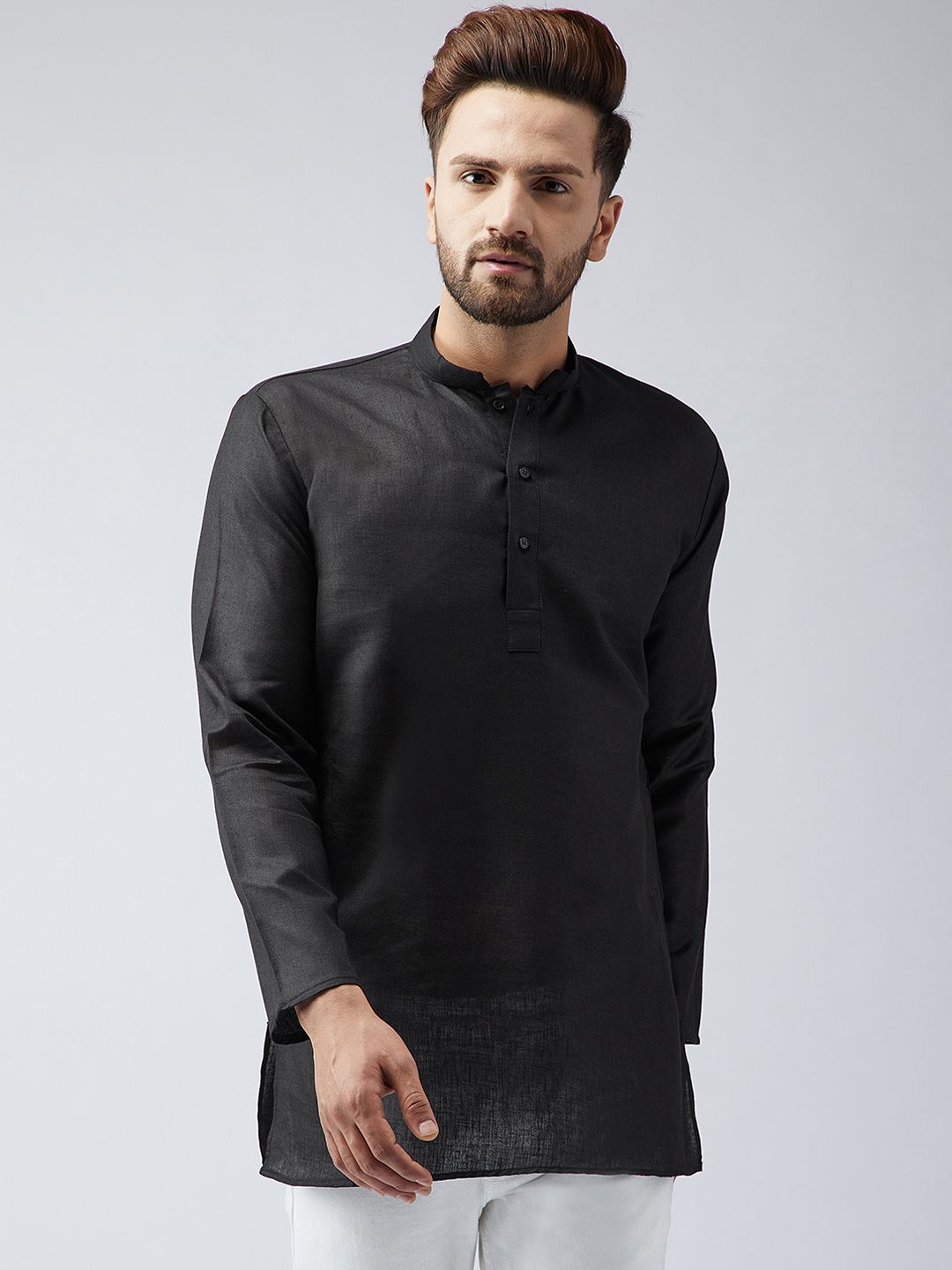 SOJANYA Lelaki Hitam Solid Kurta Lurus