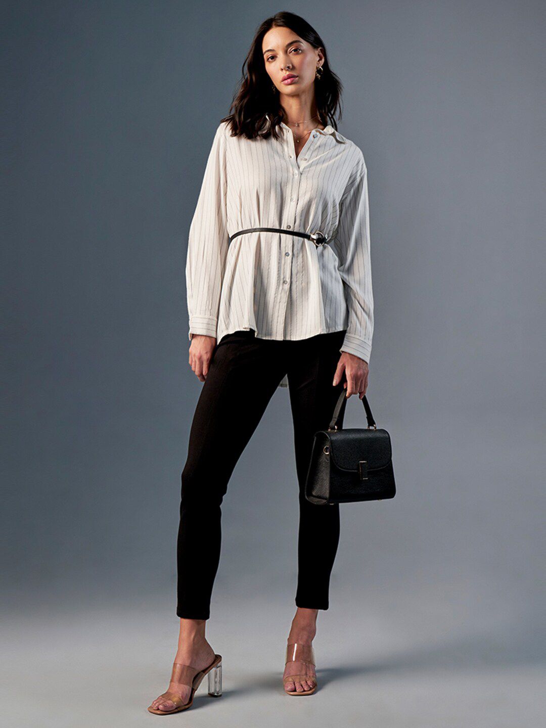 AND Vertical Stripes Spread Collar Casual Shirt