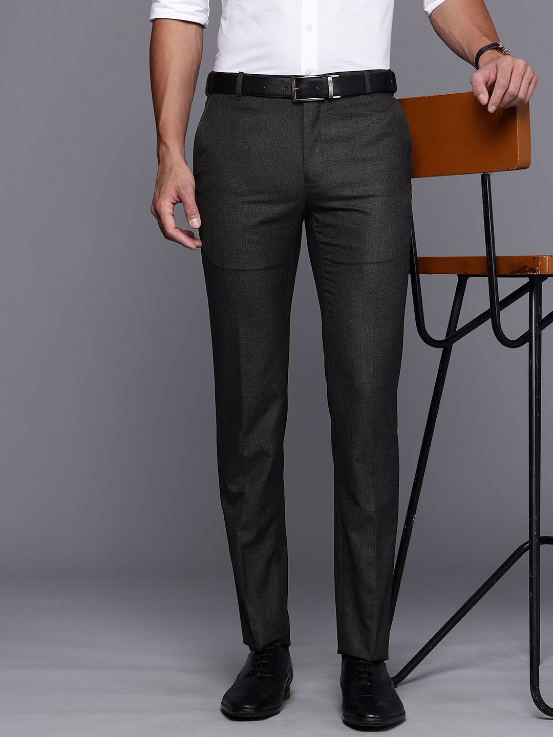 Raymond Men Textured Slim Fit Formal Trousers