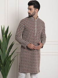 SOJANYA Kurta Kolar Mandarin Sulam Geometrik