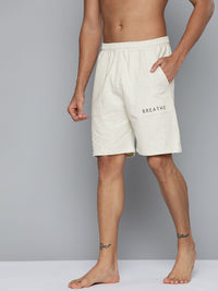 HRX By Hrithik Roshan Yoga Men Oatmeal Mel Organic Cotton Solid Shorts