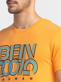 Being Human Typography Printed Regular-Fit Knitted Casual T-shirt