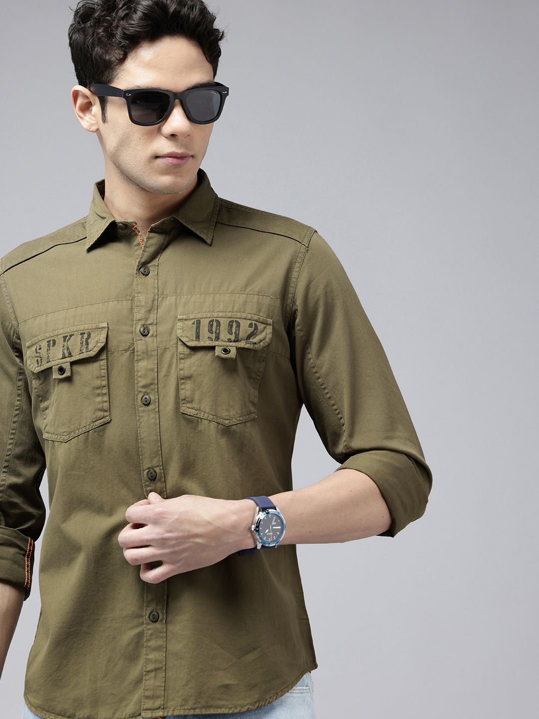 SPYKAR Pure Cotton Slim Fit Opaque Casual Shirt