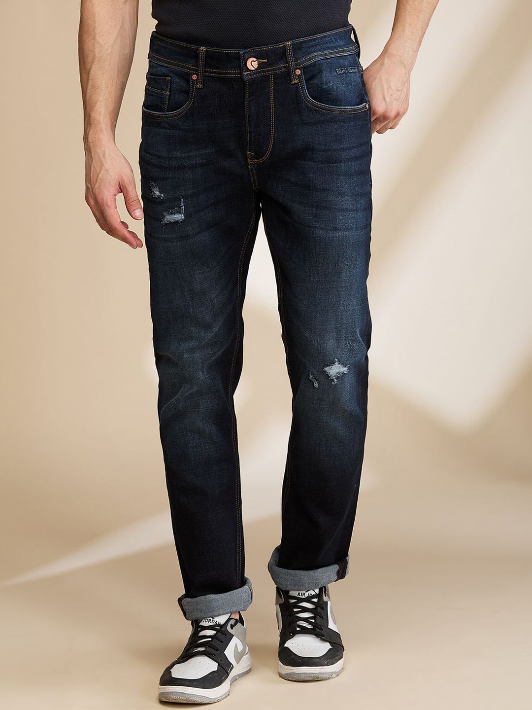 Being Human Men Low Distress Light Fade Jeans