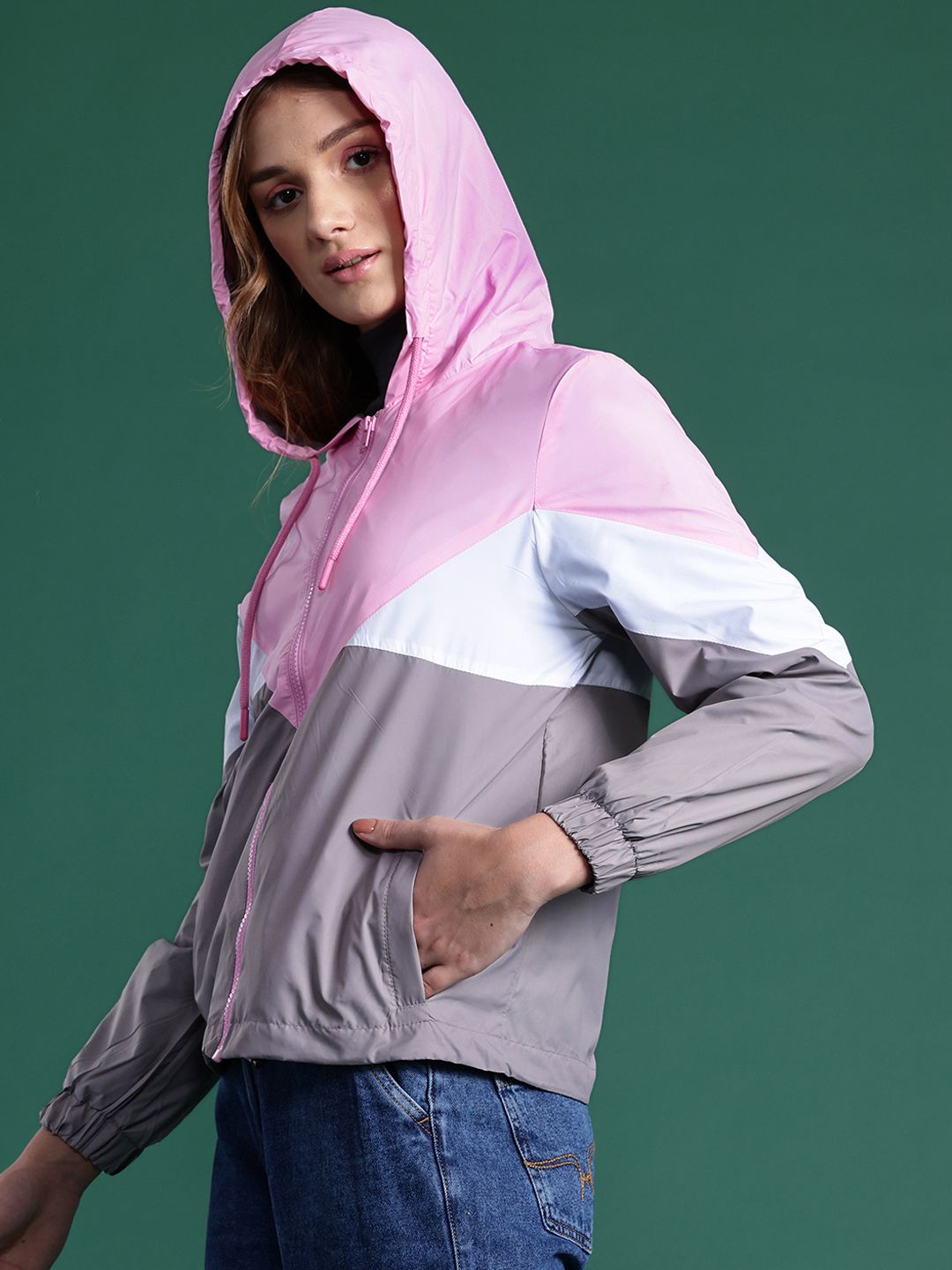 DressBerry Colorblocked Hooded Tailored Jacket