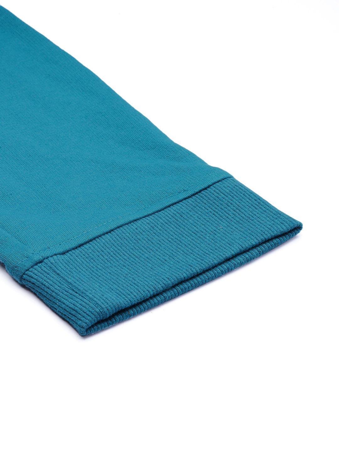 The Indian Garage Co Men Teal Blue & Black Printed Slim Fit Joggers