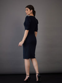 Sassafras worklyf sweetheart leher bengkak lengan pakaian formal bodycon