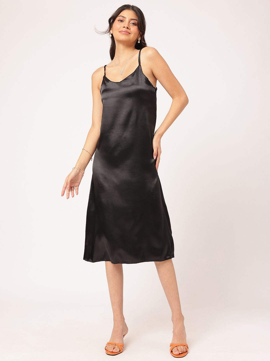DressBerry Satin Luxe Slip Midi Dress