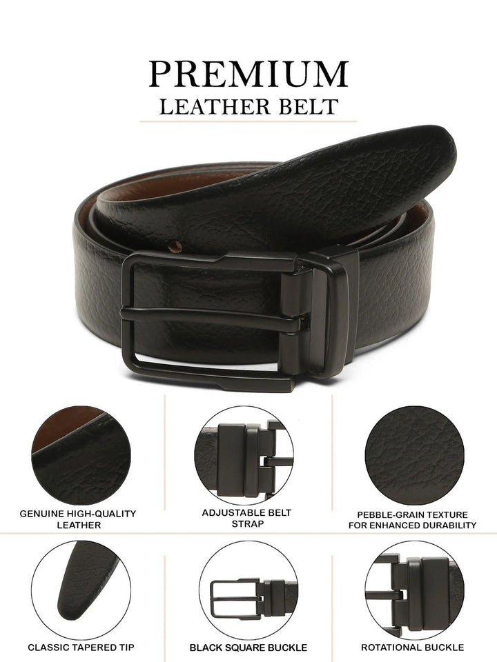 Teakwood Leathers Men Textured Leather Reversible Belt