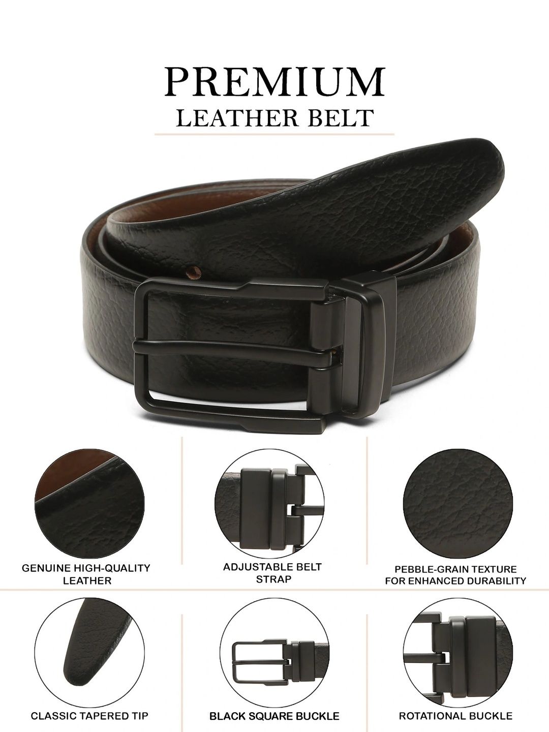 Teakwood Leathers Men Textured Leather Reversible Belt
