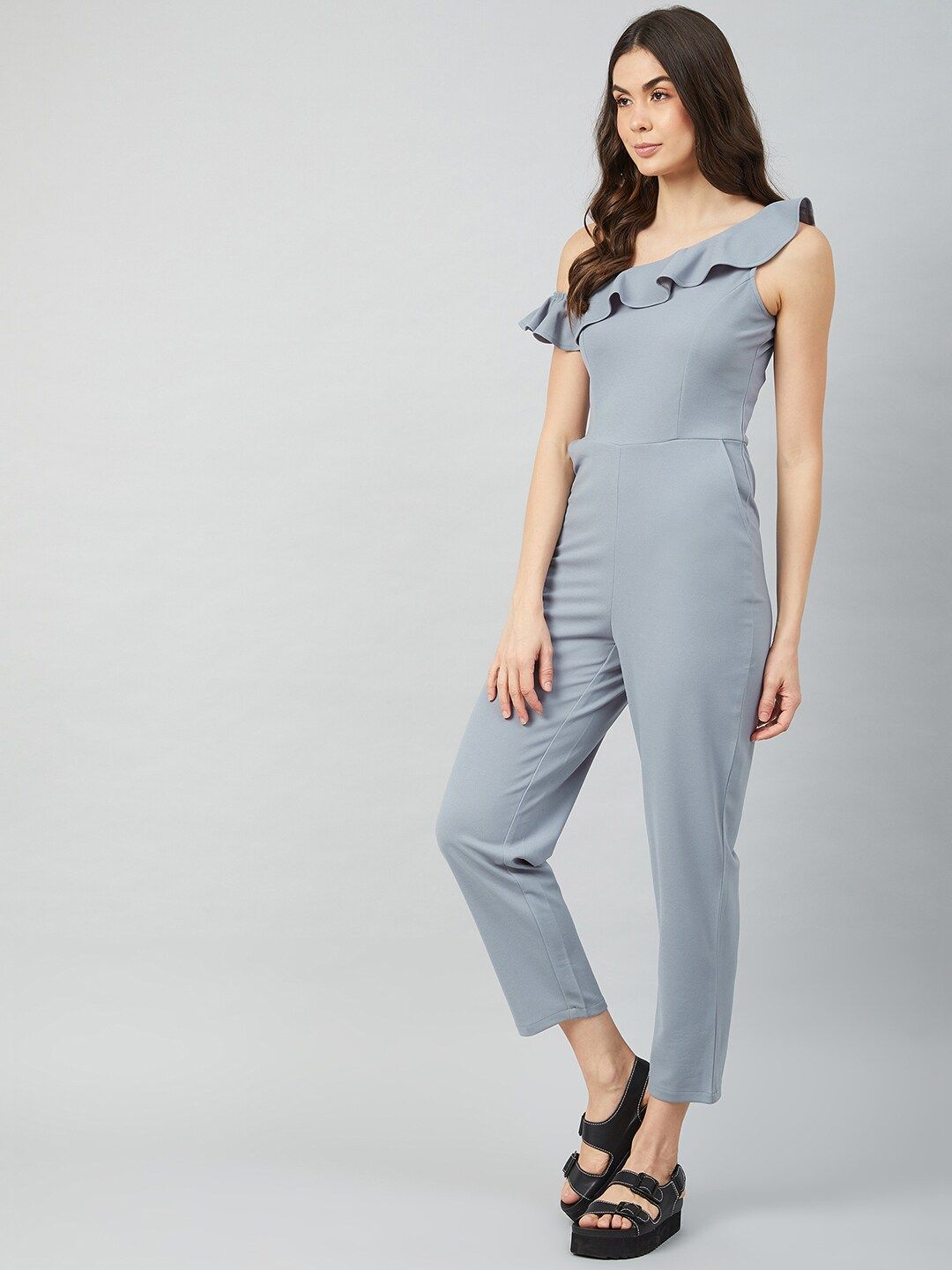 Athena Women Grey Solid Jumpsuit