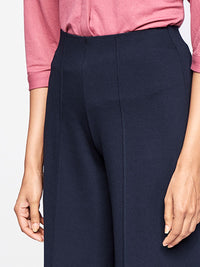 AND Women Navy Blue Solid High-Rise Culottes