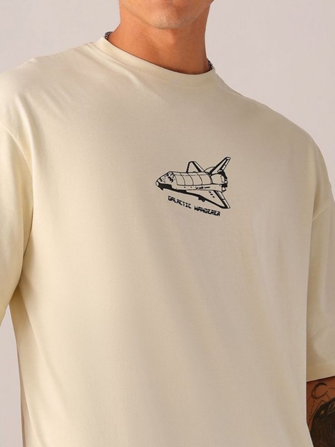 The Indian Garage Co Men Back Printed Oversized Round Neck T-shirt