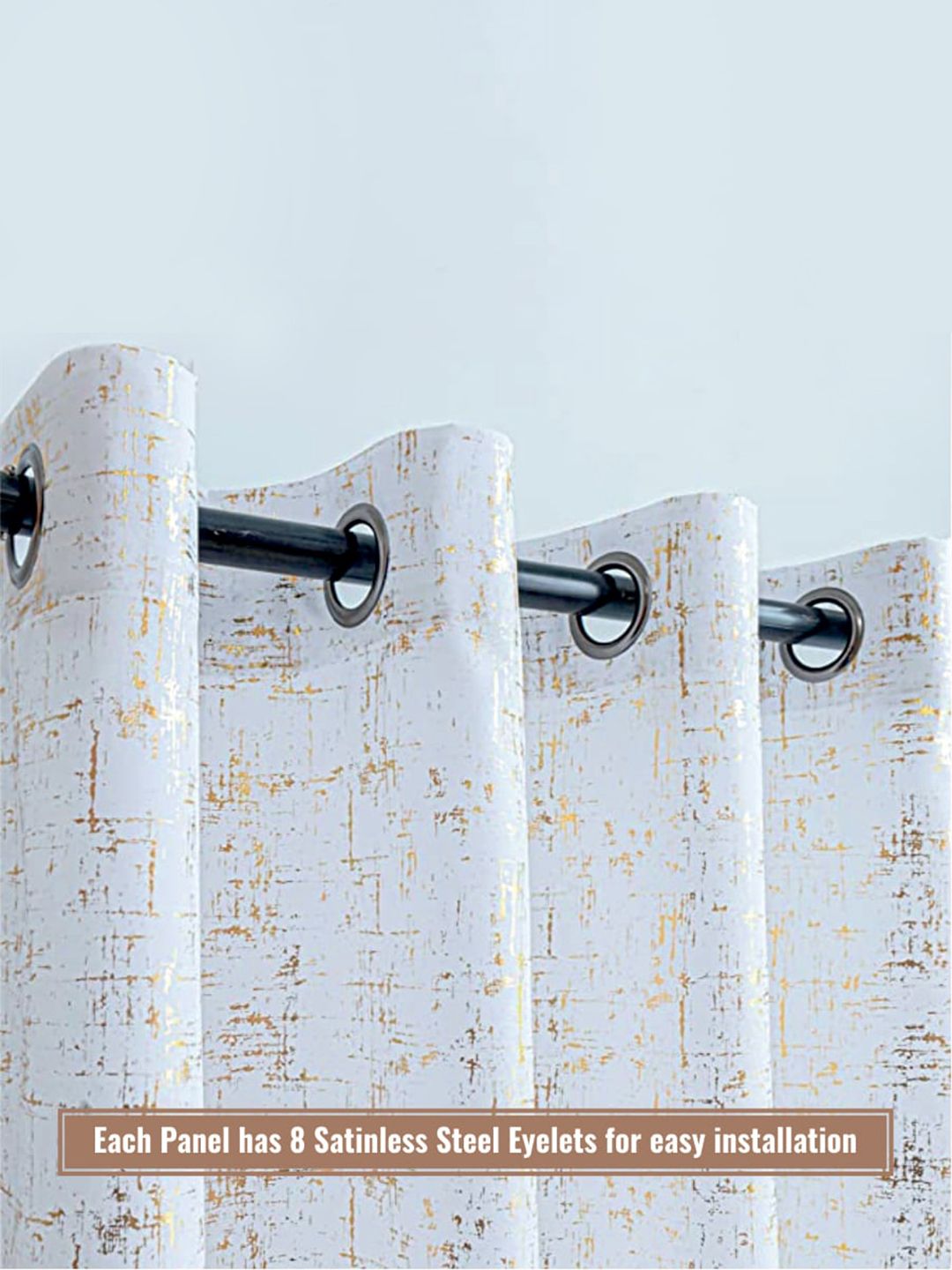 URBAN SPACE White & Gold-Toned Black Out Window Curtain