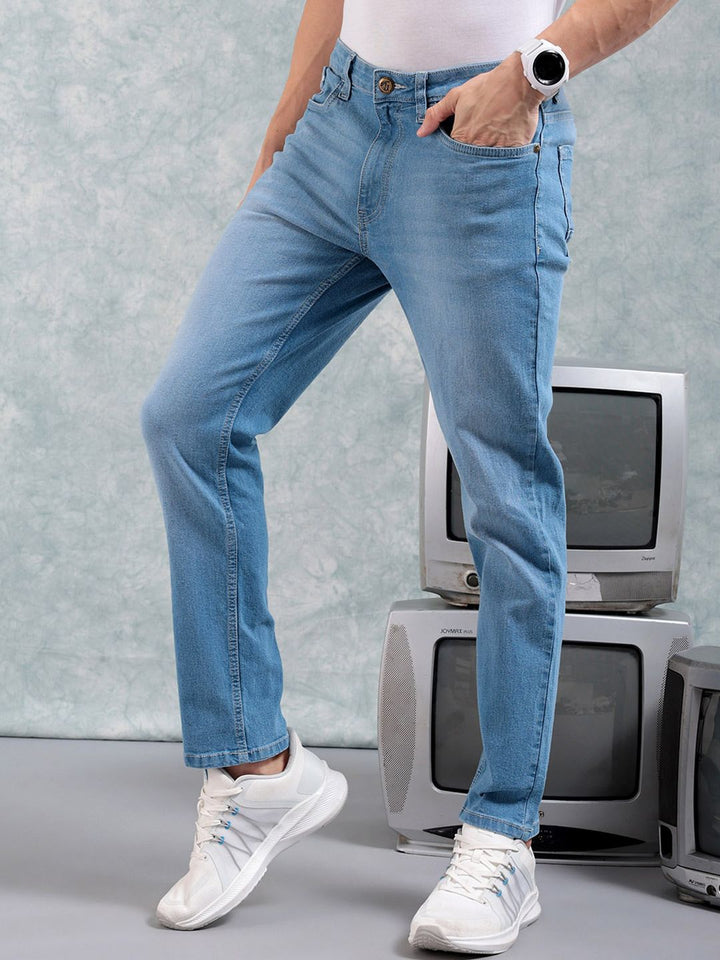 The Indian Garage Co Men Slim Fit Light Fade Jeans