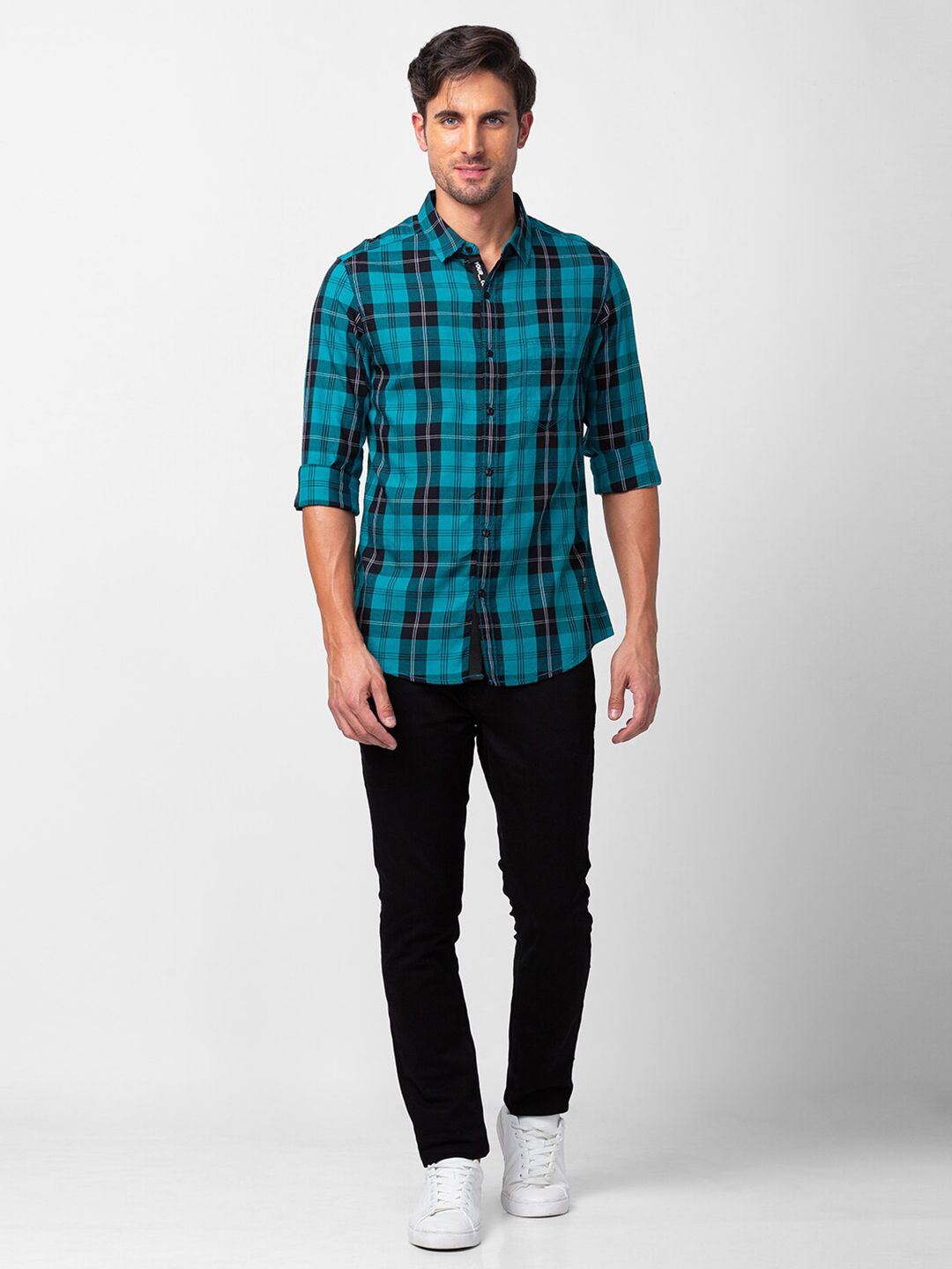 SPYKAR Men Slim Fit Tartan Checks Checked Casual Shirt