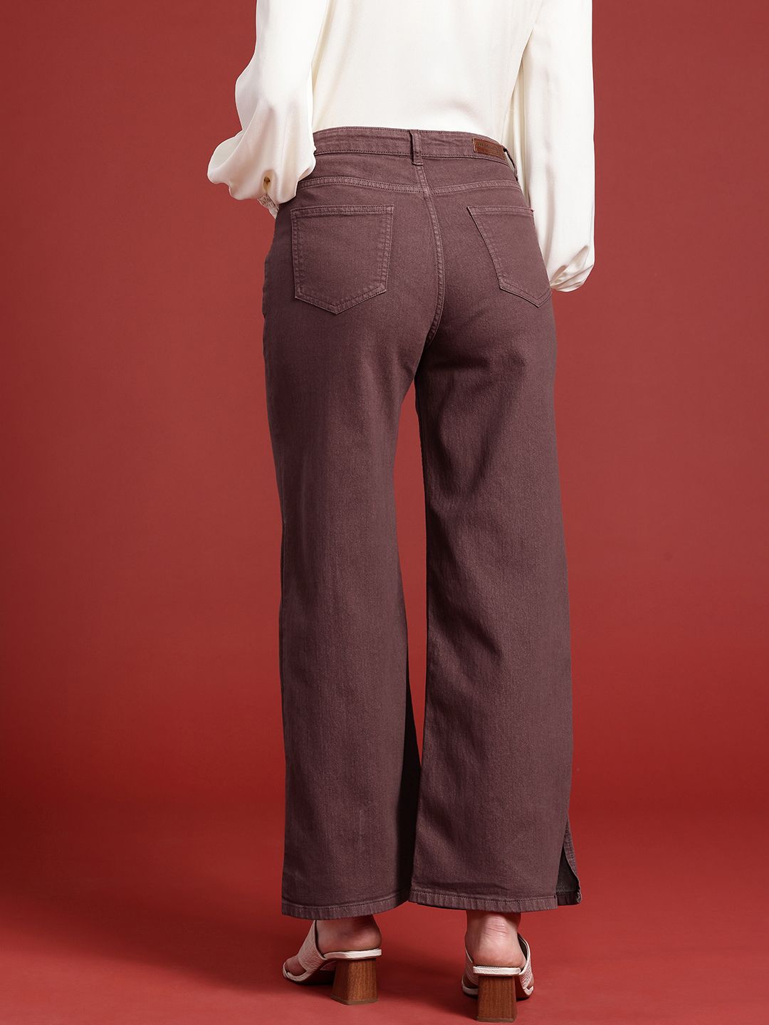 all about you Women Solid Wide Leg Stretchable Jeans