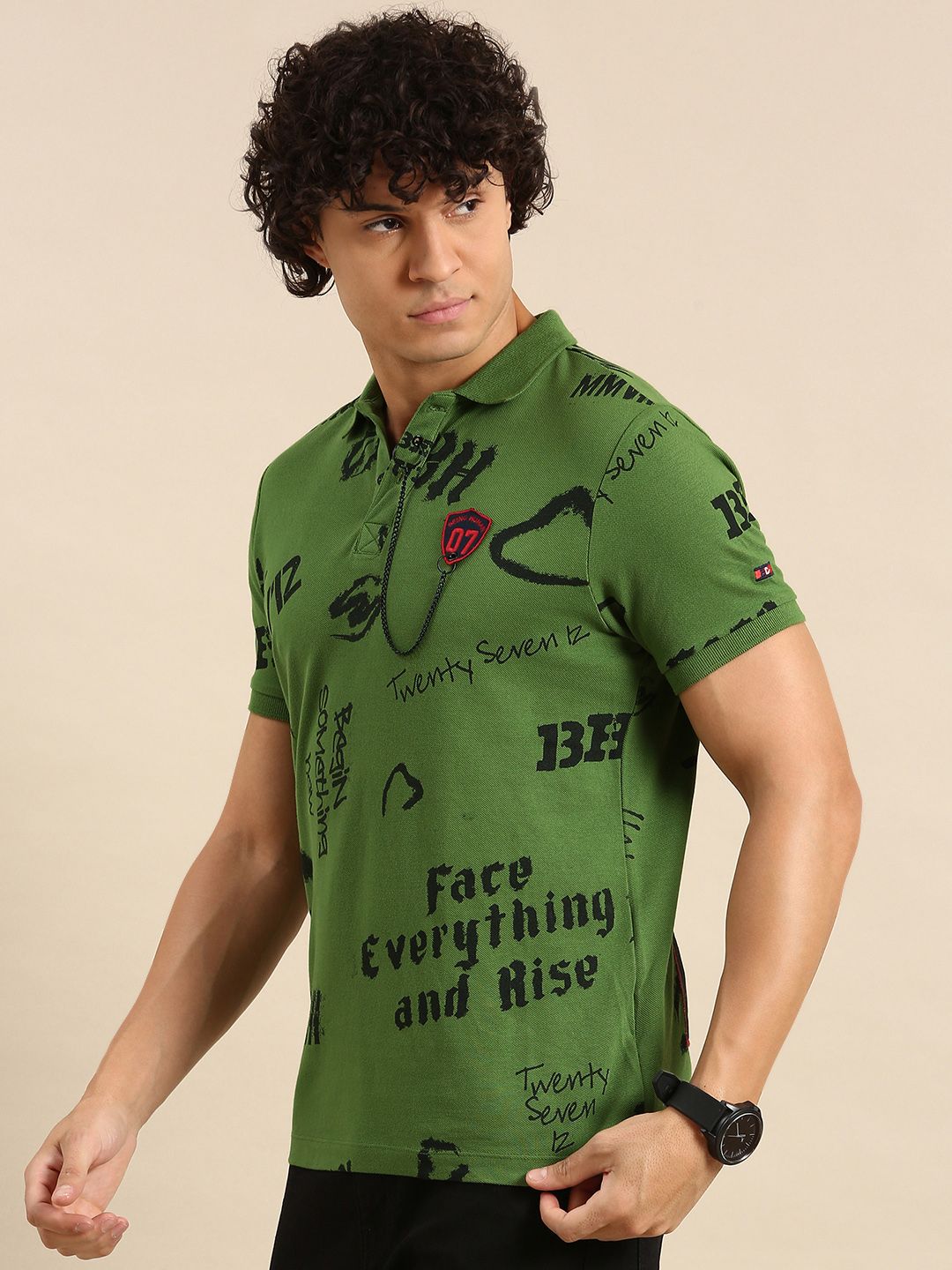 Being Human Brand Logo Printed Polo Collar Pure Cotton T-shirt