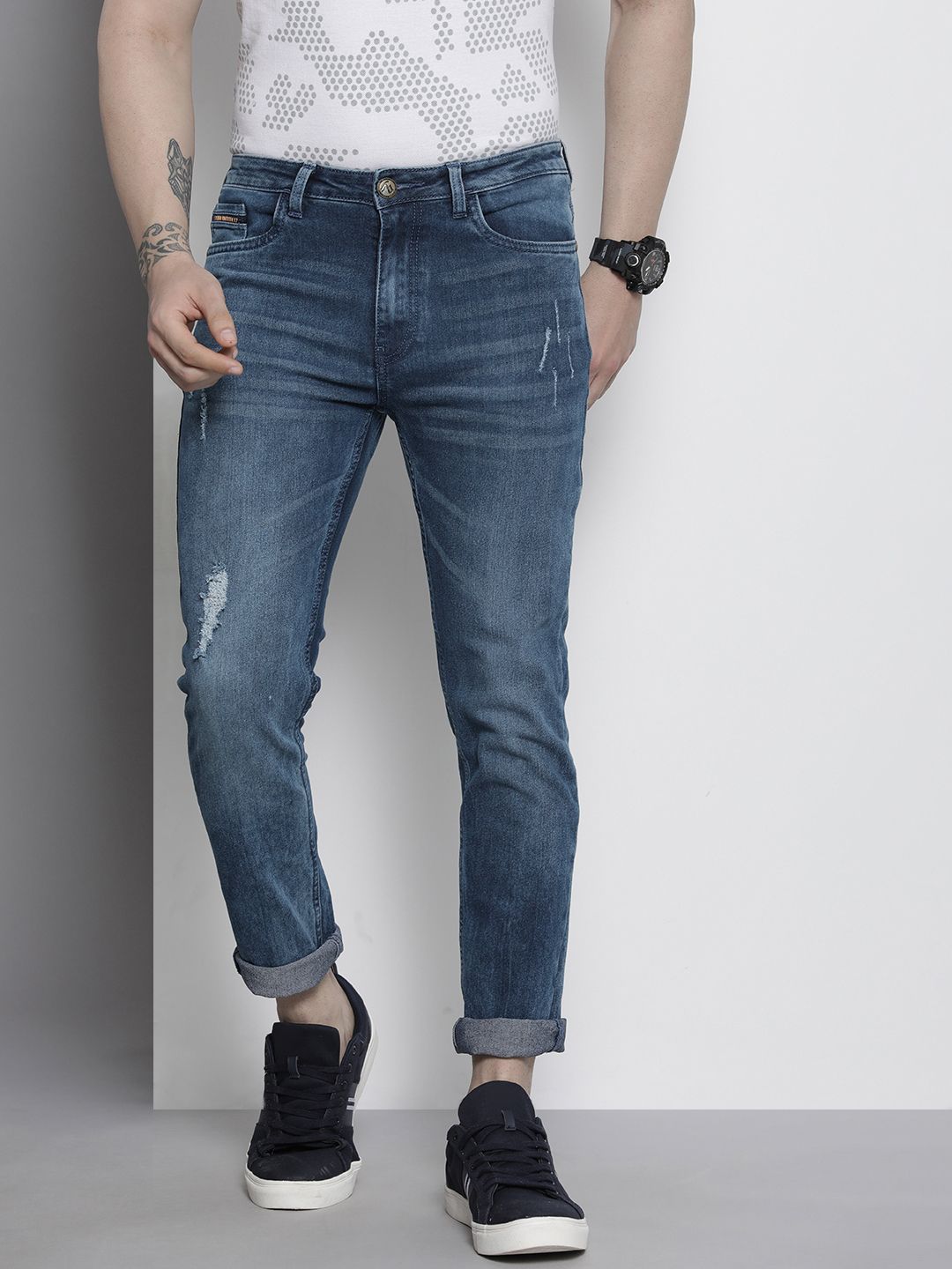 The Indian Garage Co Men Blue Slim Fit Stretchable Jeans