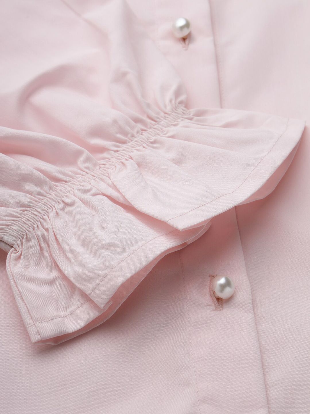 Style Quotient Pink Puff Sleeves Shirt Style Top