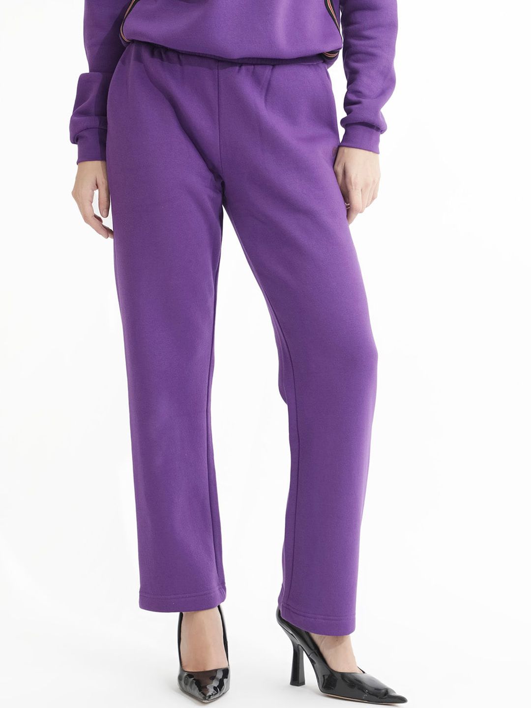 RAREISM Women Slim Fit Pure Cotton Trousers
