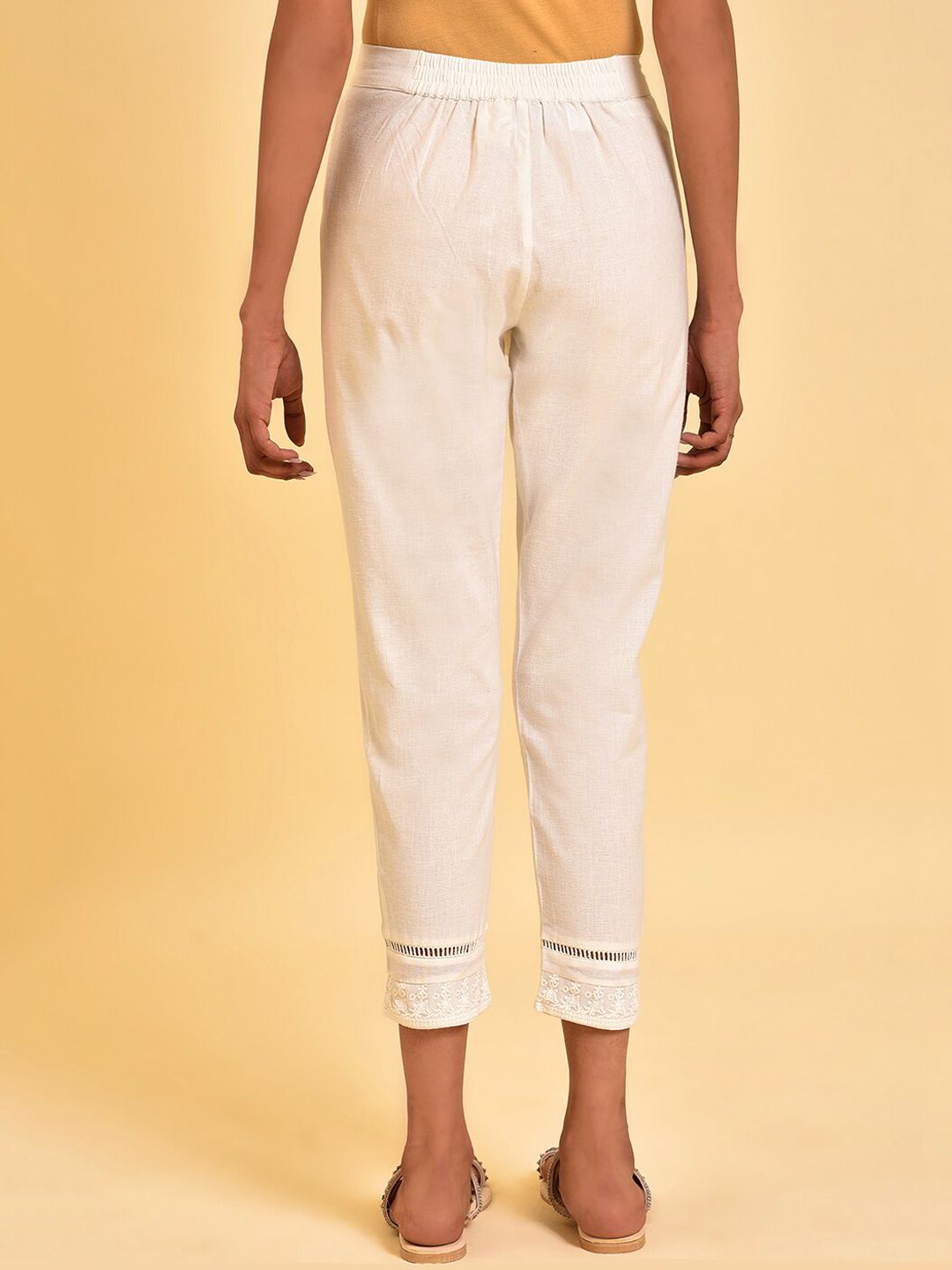 W Women White Slim Fit  Cigarette Trousers