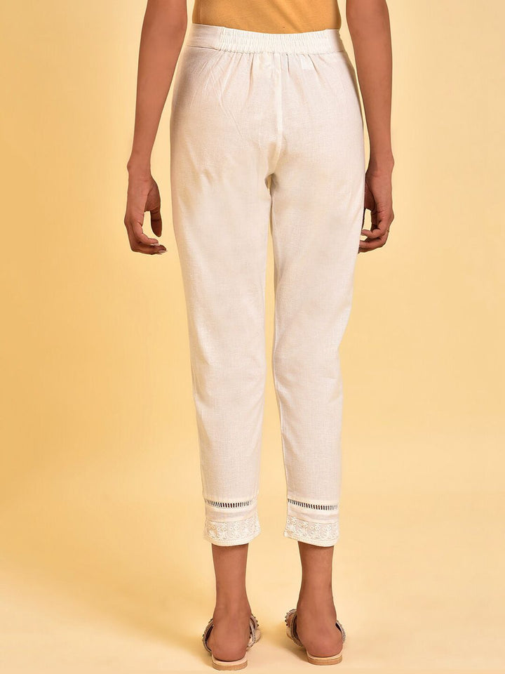 W Women White Slim Fit  Cigarette Trousers