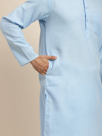 Anug by SOJANYA Men Blue Band Collar Kurta