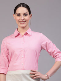 Style Quotient Pink Classic Striped Cotton Formal Shirt