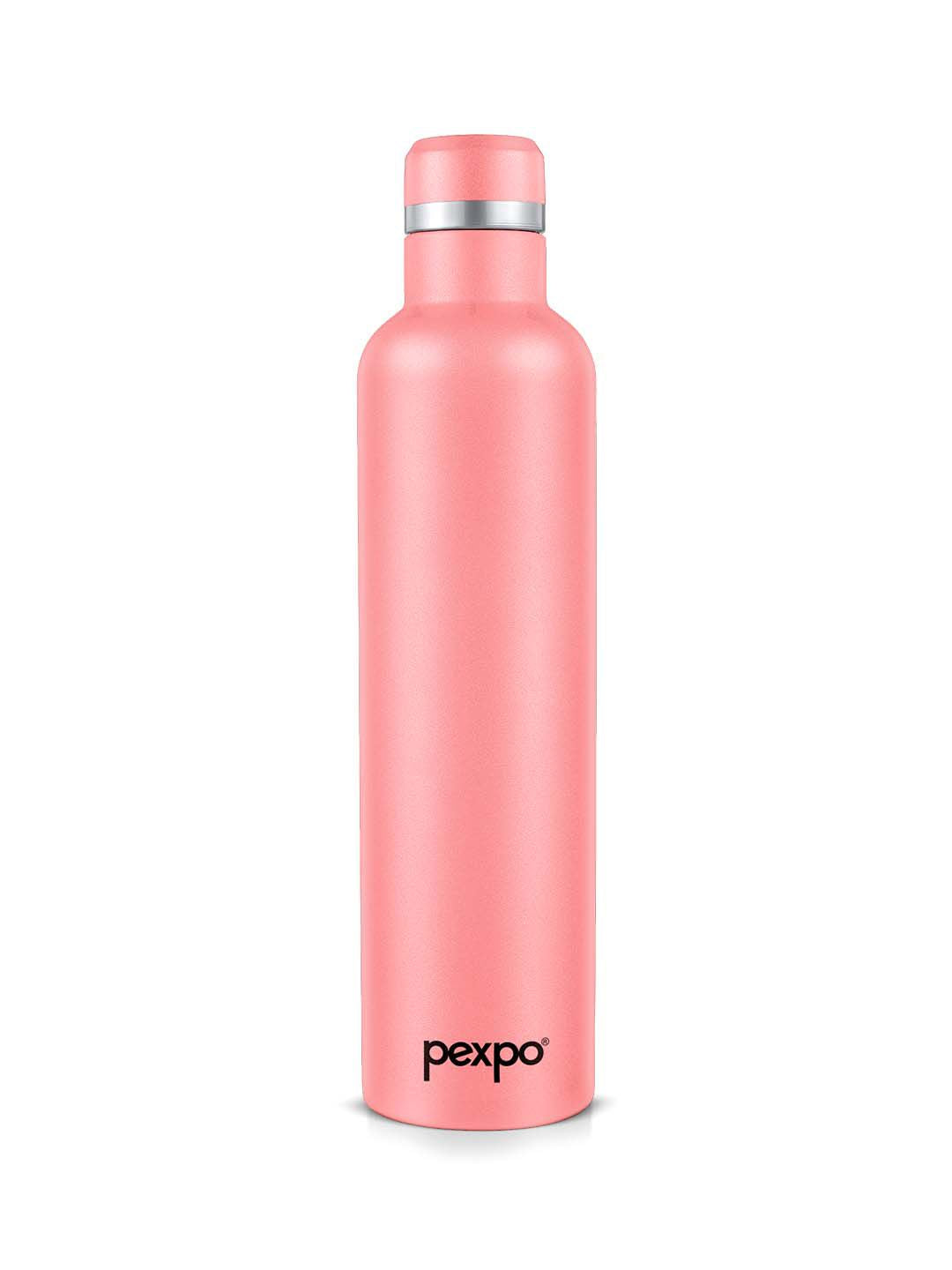 Pexpo Oreo Pink Solid Stainless Steel Double Wall Vacuum Water Bottle - 1L