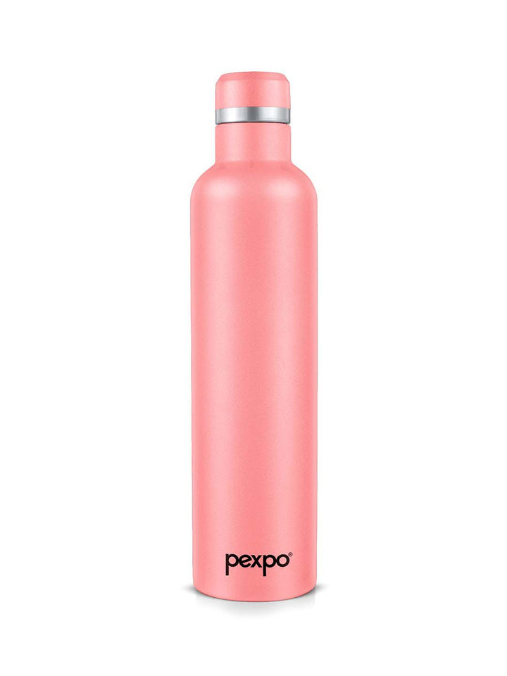 Pexpo Oreo Pink Solid Stainless Steel Double Wall Vacuum Water Bottle - 1L