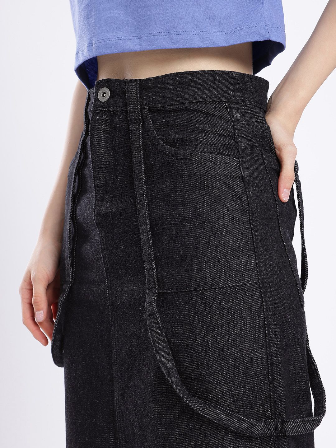 DressBerry Versatile Vogue Cargo Style Denim Maxi Skirt