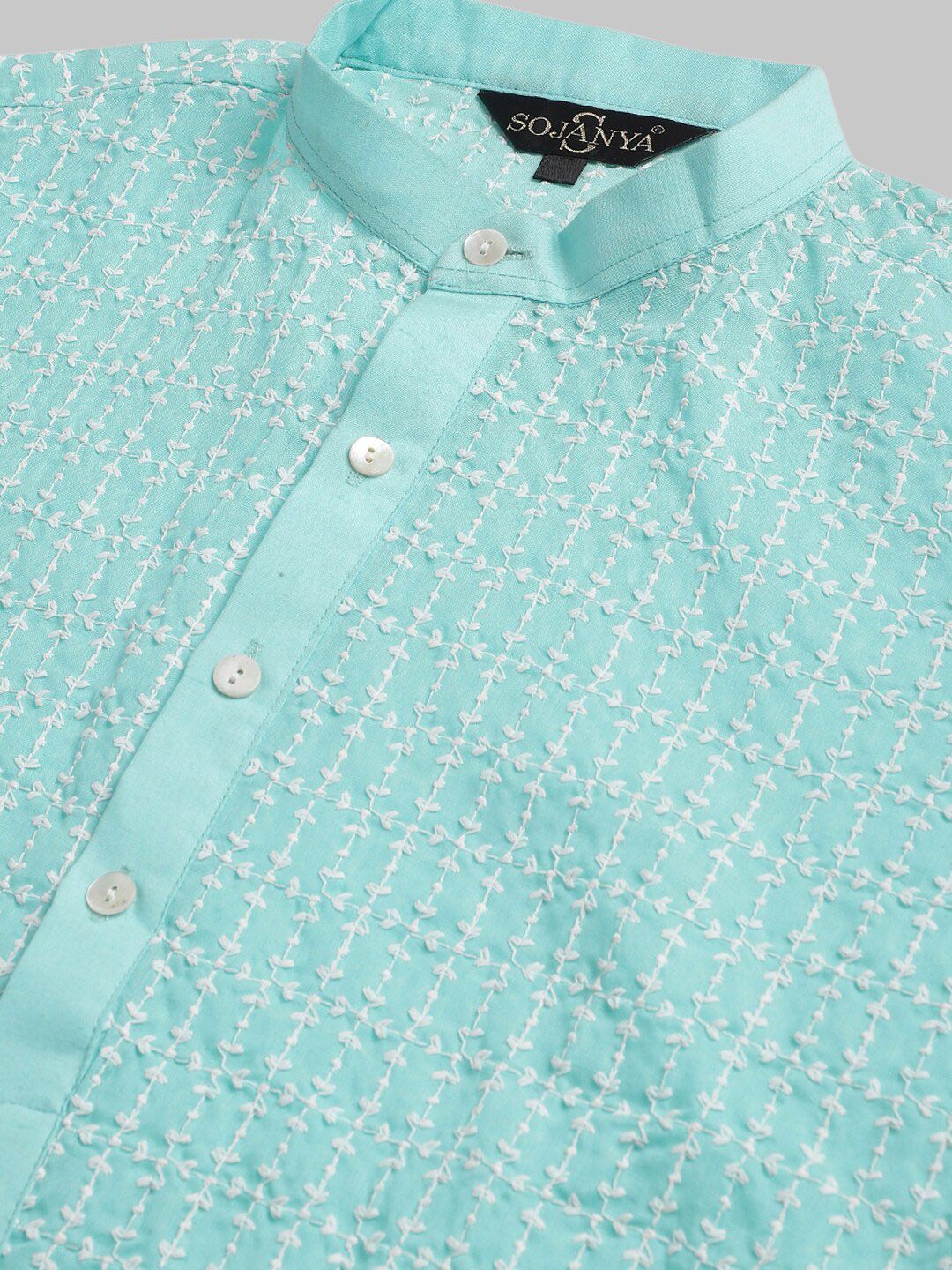SOJANYA Embroidered Thread Work Pure Cotton Kurta With Churidar
