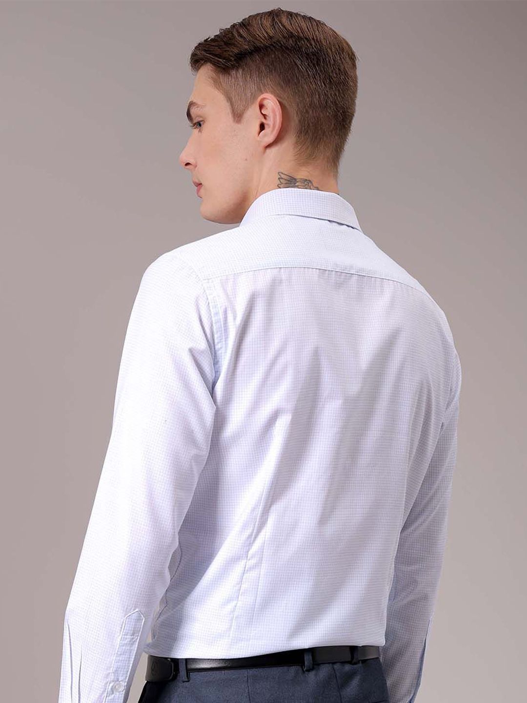 The Indian Garage Co. X Luxe Men Spread Collar Micro Checked Slim Fit Formal Shirt
