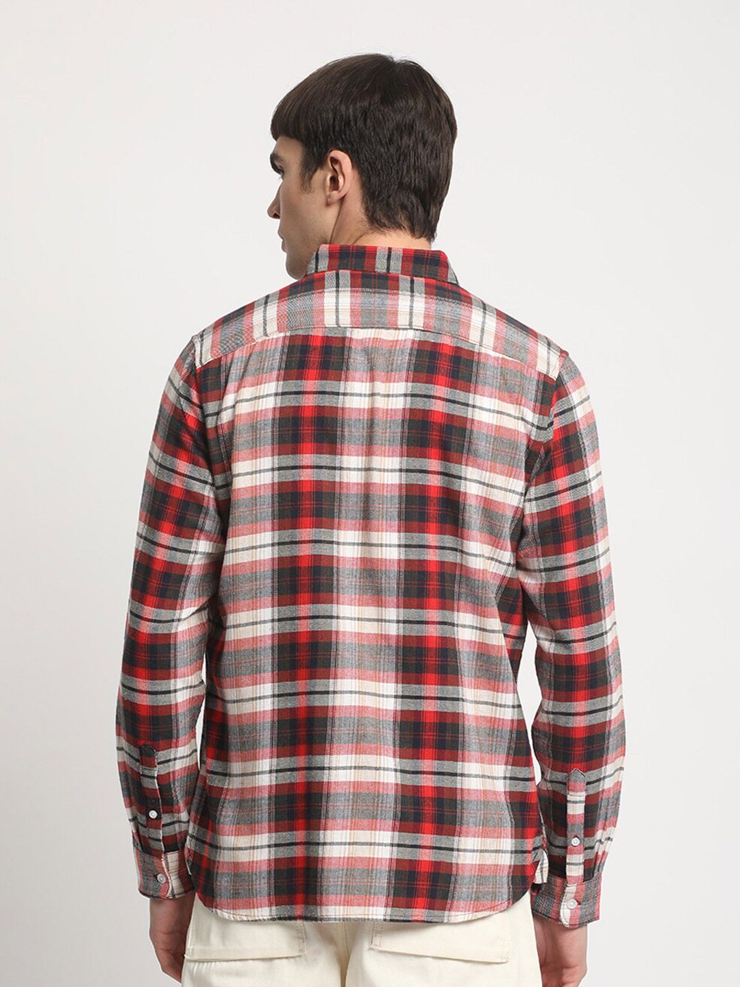 THE BEAR HOUSE Slim Fit Tartan Checks Opaque Checked Cotton Casual Shirt