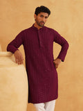 SOJANYA Embellished Sequinned Mandarin Collar Straight Pure Cotton Kurta