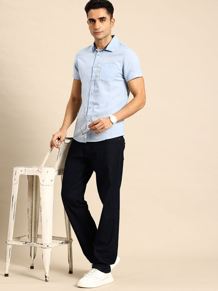 Being Human Cotton Linen Slim Fit Opaque Casual Shirt