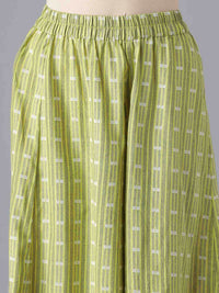 AURELIA Women Green Printed Panelled Pure Cotton Kurta with Palazzos