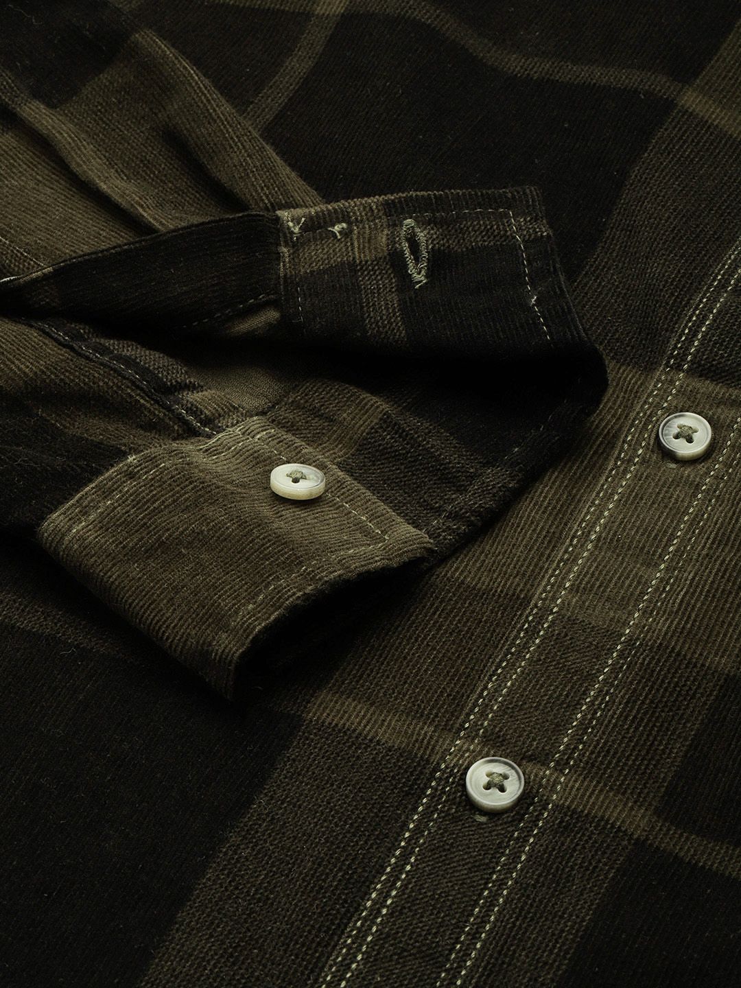 The Indian Garage Co Pure Cotton Checked Corduroy Casual Shirt