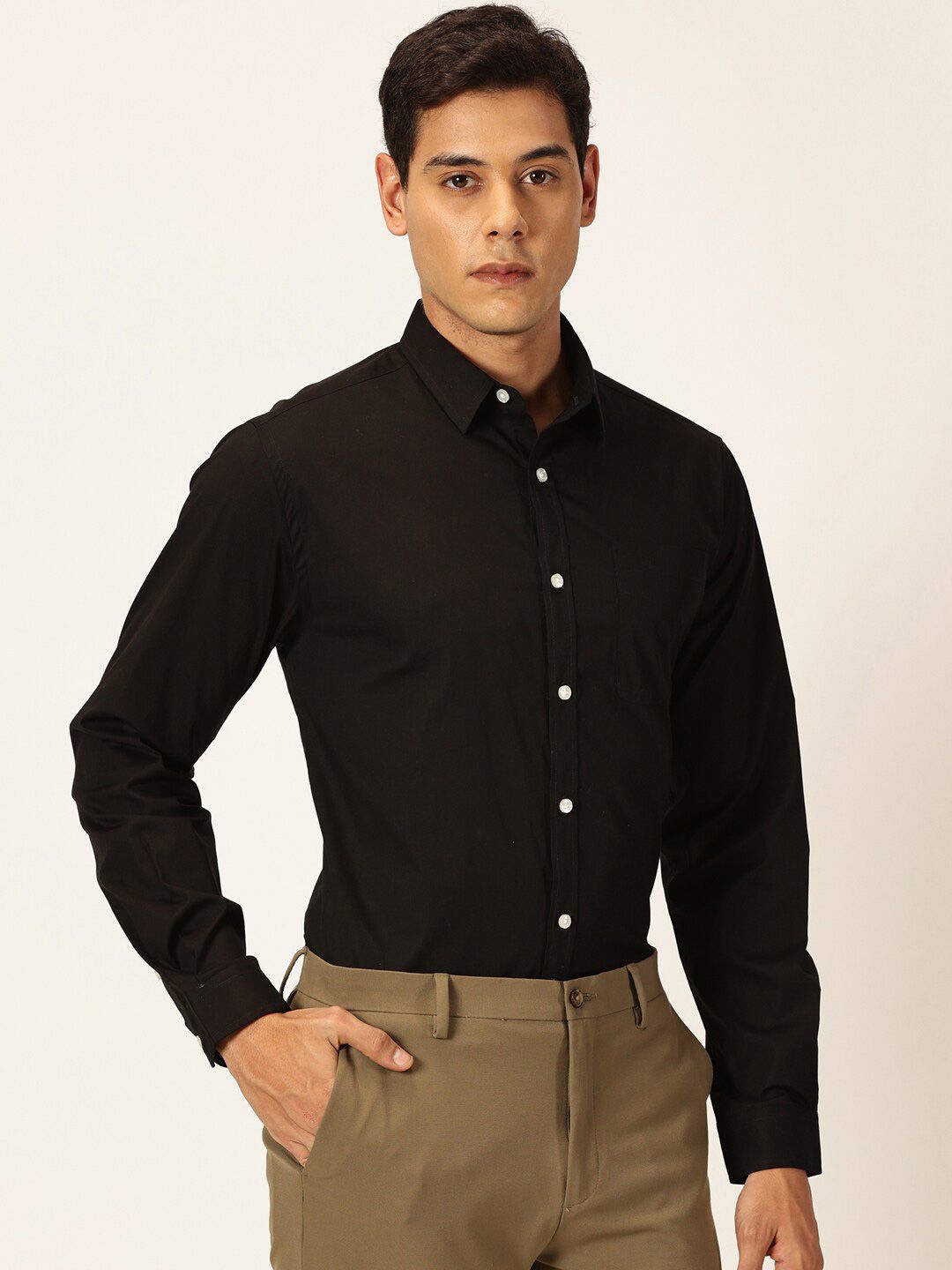 Thomas Scott Classic Slim Fit Long Sleeves Spread Collar Cotton Opaque Formal Shirt