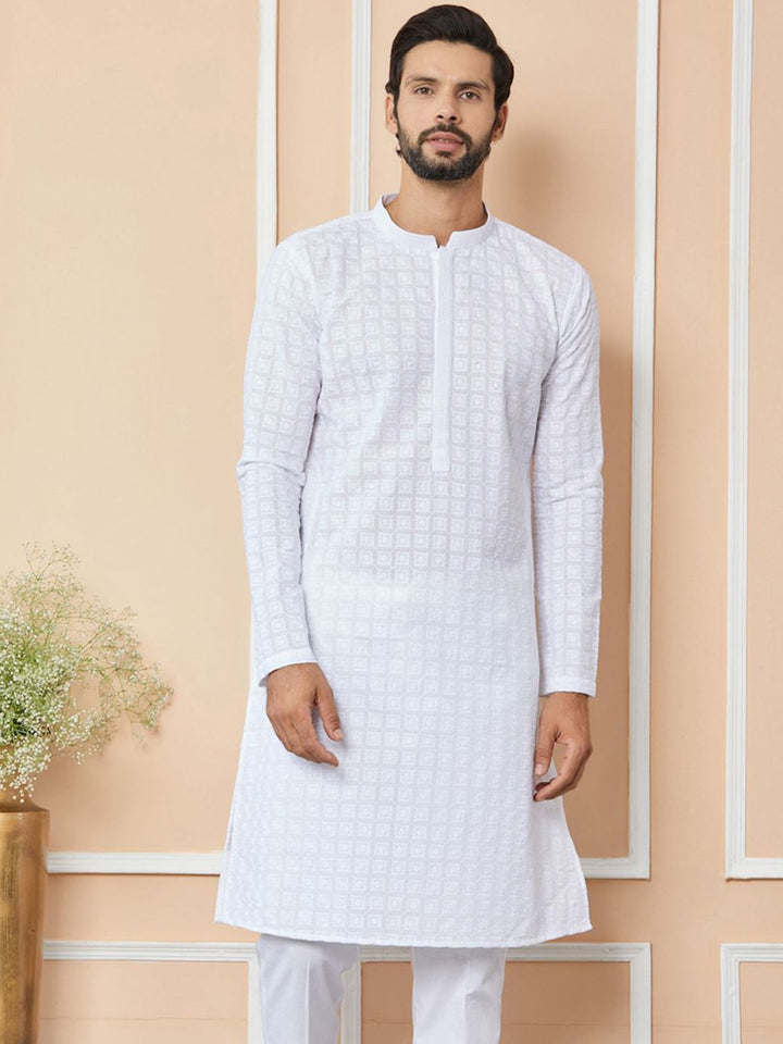 See Designs Ethnic Motifs Embroidered Chikankari Pure Cotton Straight Kurta