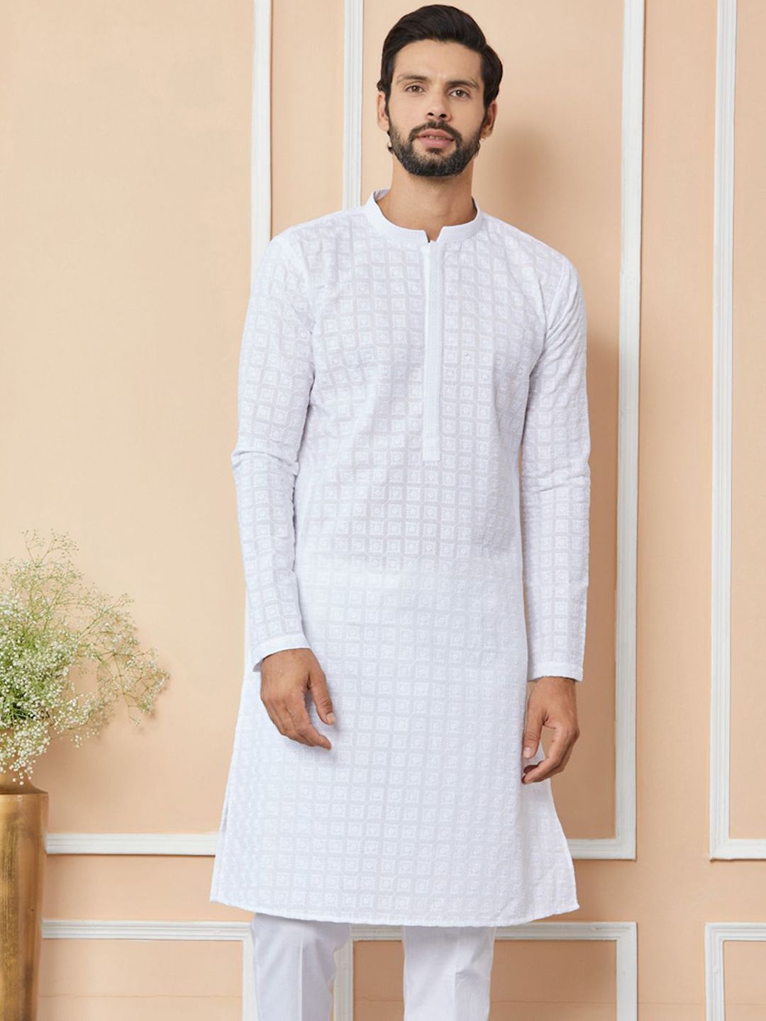 See Designs Ethnic Motifs Embroidered Chikankari Pure Cotton Straight Kurta