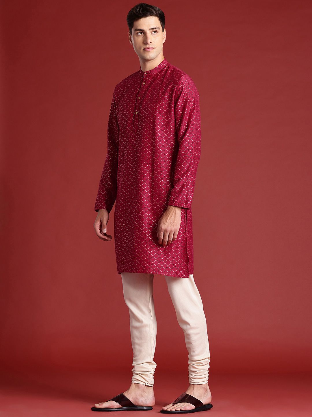 Anouk Men Printed Regular Kurta with Churidar