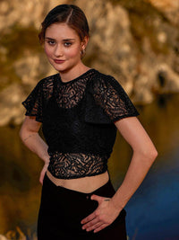 Athena Lace Back Knot Crop Top