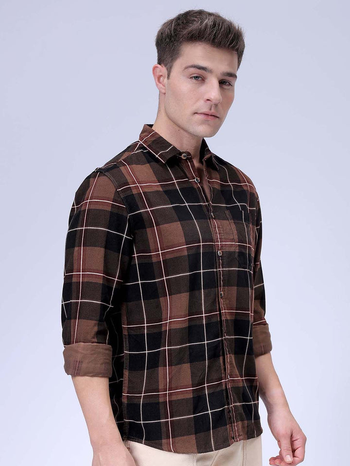 The Indian Garage Co Spread Collar Tartan Checked Casual Shirt