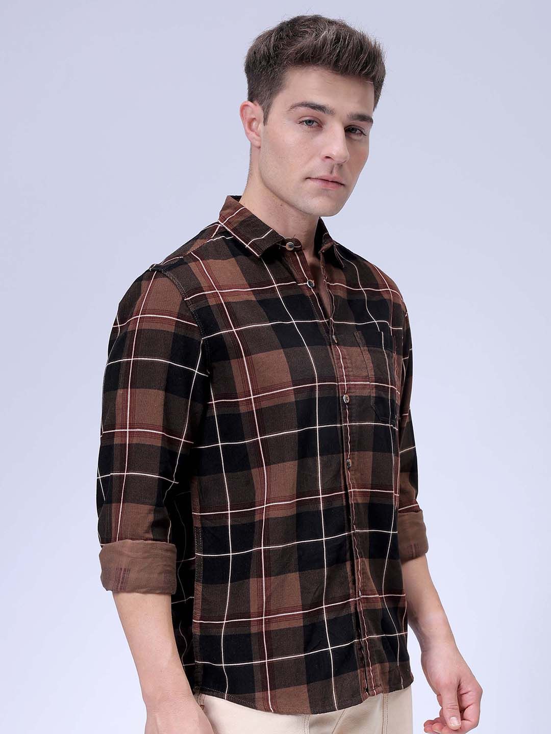 The Indian Garage Co Spread Collar Tartan Checked Casual Shirt