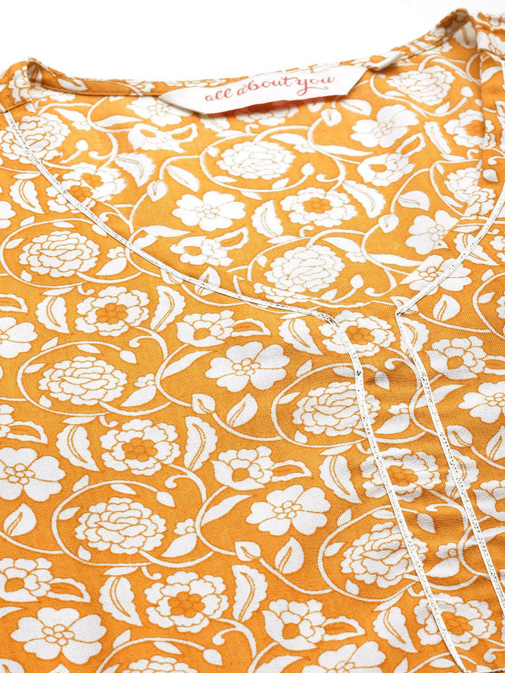 all about you Women Floral Print Kurta with Harem Pants