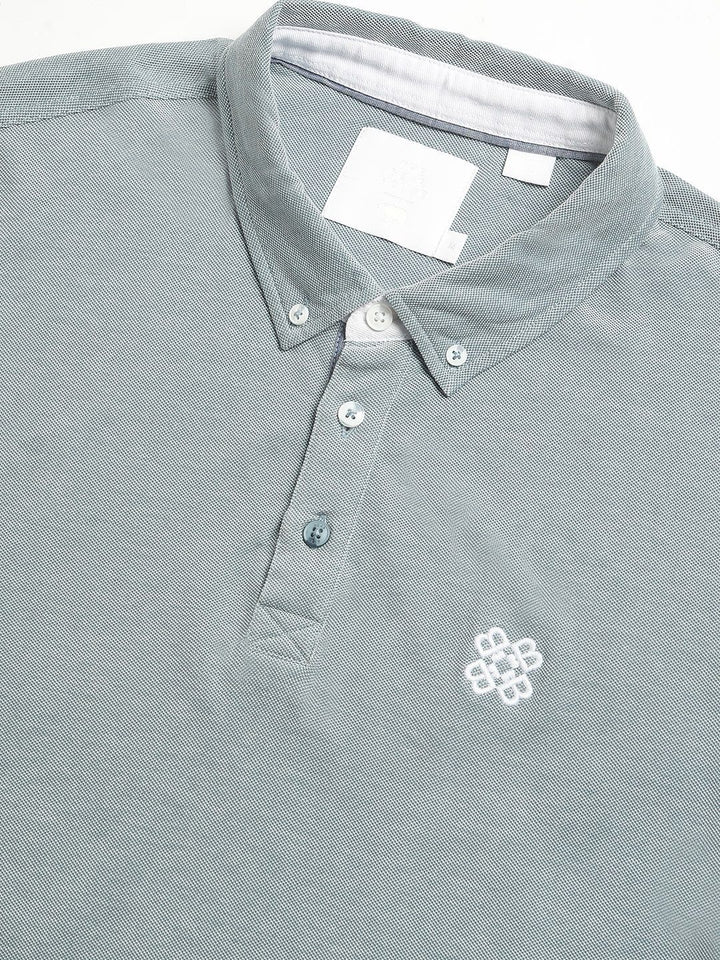 THE BEAR HOUSE Men Polo Collar Regular Fit Pure Cotton Solid T-shirt